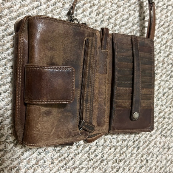 Adrian Klis crossbody wallet EUC Brown Leather Wallet with multiple billfolds - Picture 9 of 16